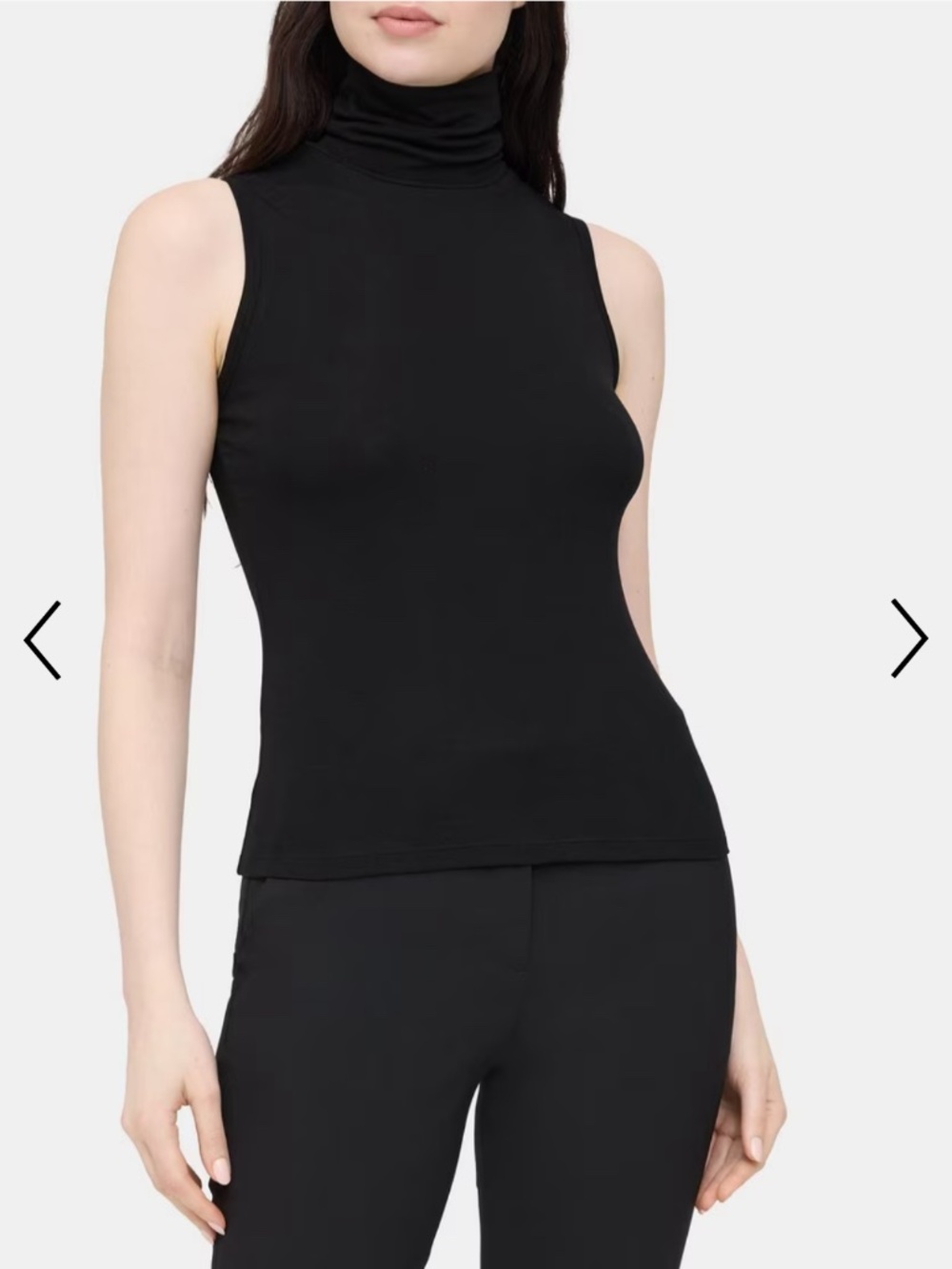 Sleeveless Turtleneck Top in Rib Knit Viscose